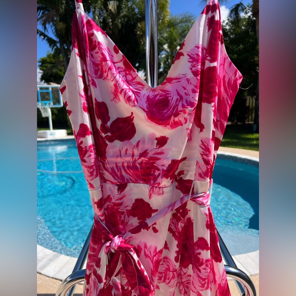 Betsey Johnson Pink Petal Maxi Gown – Size 12 – Elegant Evening Dress – Like New